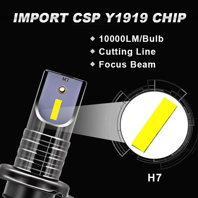 2 шт. светодиодный H7 Фары Лампы CSP чип светодиодные, под шину CANBUS, для автомобиля свет 10000лм/лампы 50 Вт H9 H11 мини HB3 HB4 резка линии 12 В 24 В стайлинга автомобилей противотуманные фары ходовые огни