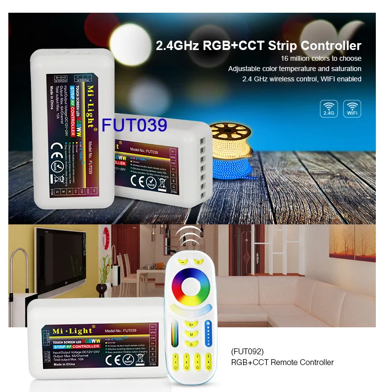 

Miboxer RF 2.4G Wireless single color dimmer CCT RGB RGBW DMX512 RGB+CCT led strip controller, FUT037 FUT038 FUT039 FUTD02