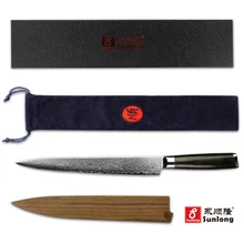 Sunlong нож для суши японский нож дамасская сталь 9 дюймов ножи для нарезки-кухонный Секач шеф-повара 67 слоев нож для сашими ножей