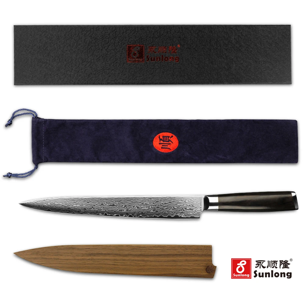 Sunlong Sushi Knife Japanese Knife Damascus steel 9 inch Slicing Knives