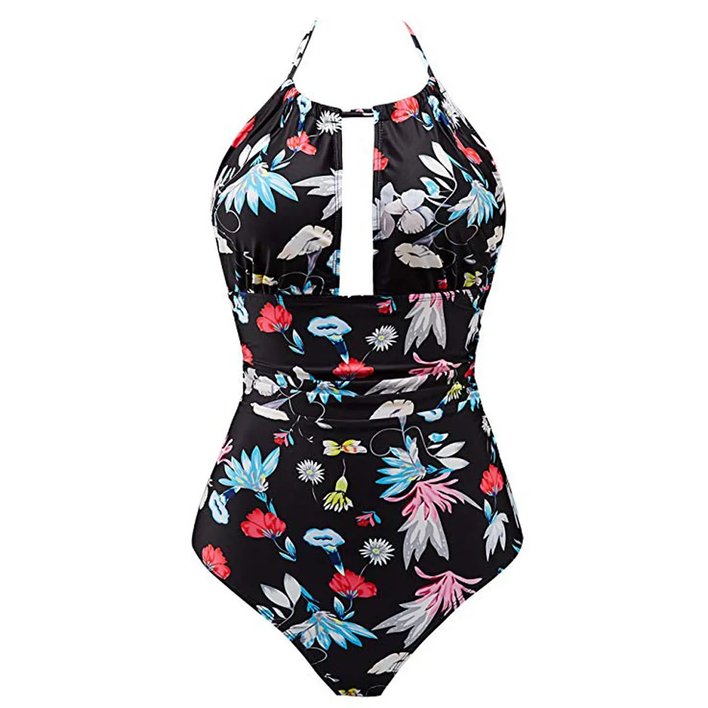 

Women's Fashion Shiny One Piece Print Swimwear Backless Tummy Control Monokini Bandage Sling Plus Size Casual Swimsuits#E