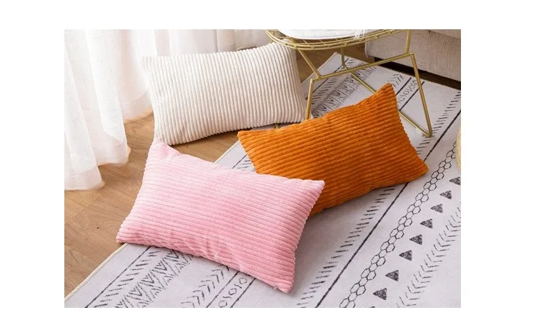 Drop Ship Corduroy Flocking Velvet Cushion Cover Pink Grey Blue Coffee Soft Home Decorative Pillow Cover 30x50cm/40x60cm Lumble