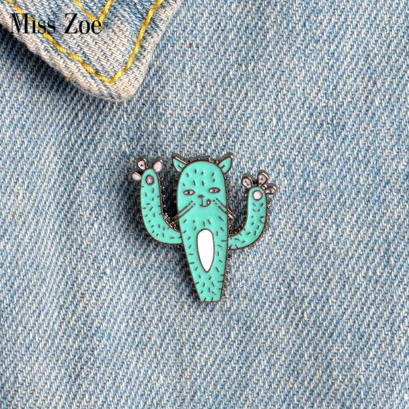 Детская Брошь в виде кошки лица кактуса растения|pin badge|brooch buttonplant brooches |