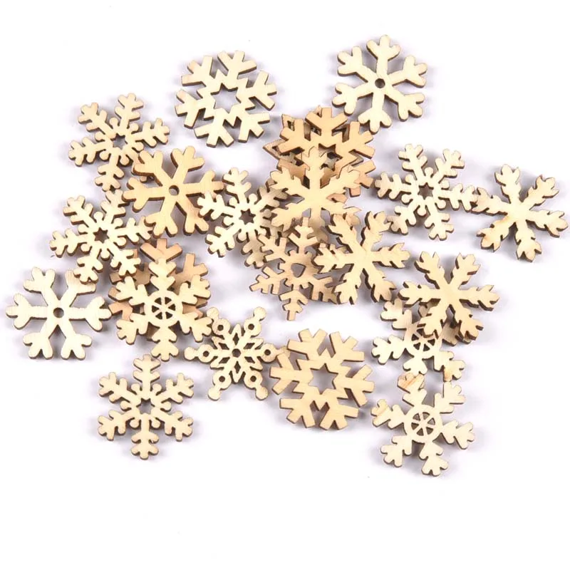 Description Picture 3 of item50pcs mix christmas snowflake pattern Natural wooden Scrapbooking Carft for Home decoration diy embellishment 24mm MT1873