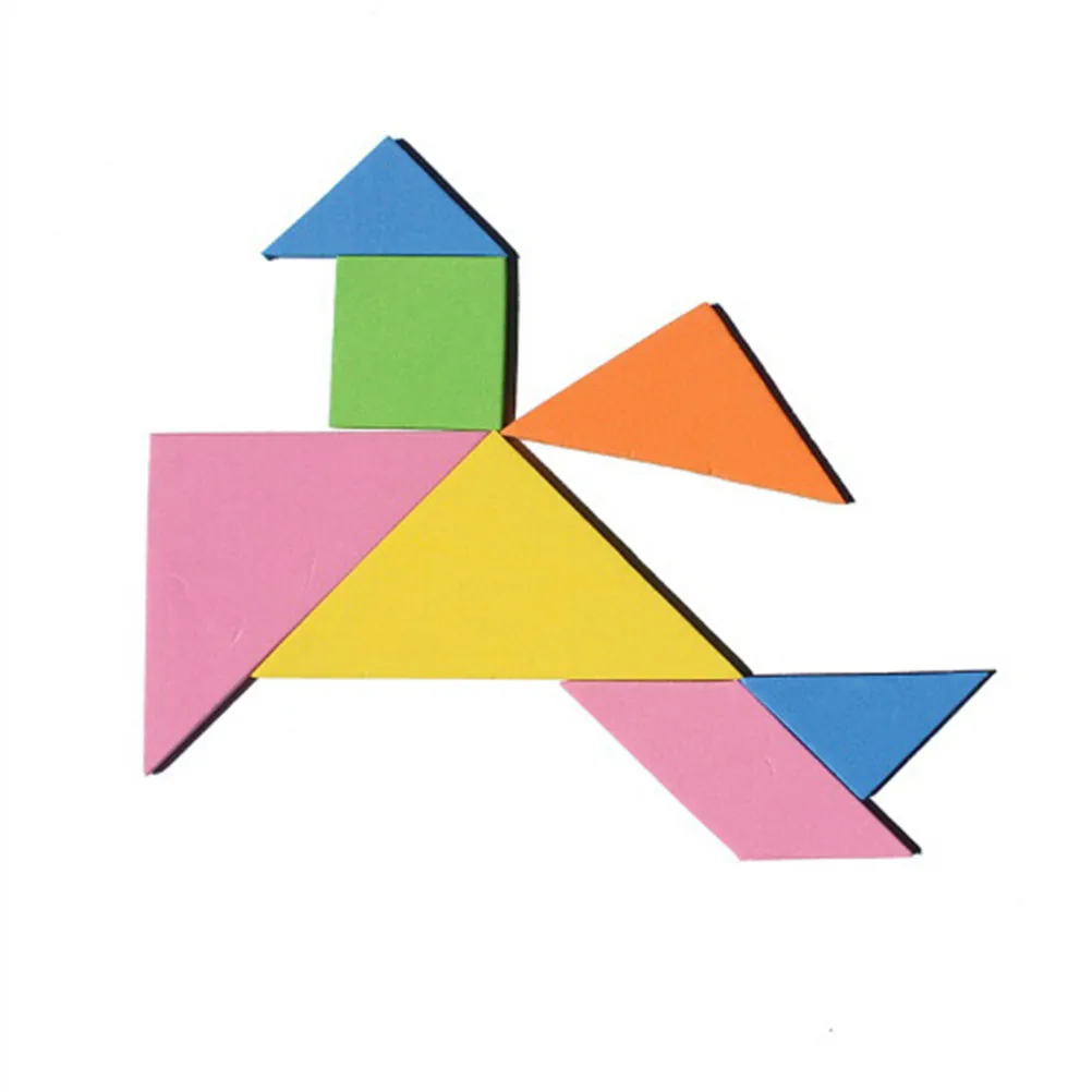 Деревянные Tangram 7 частей головоломки красочный квадрат IQ Игры Головоломка интеллектуальные Обучающие игрушки для детей размер: 9*9*0,4 см