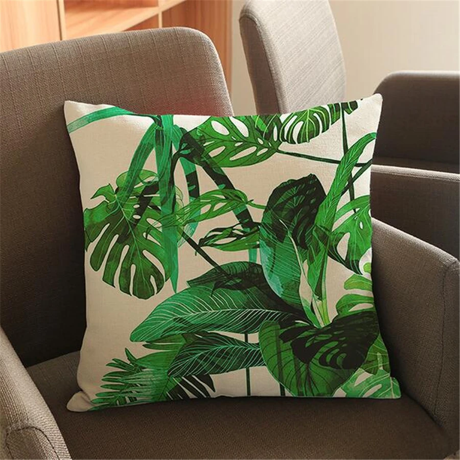 Monstera أوراق أوراق النخيل الاستوائية النباتات الديكور المخملية غطاء وسادة ديكور المنزل مكتب الرئاسة صوفا رمي سادة القضية e1319