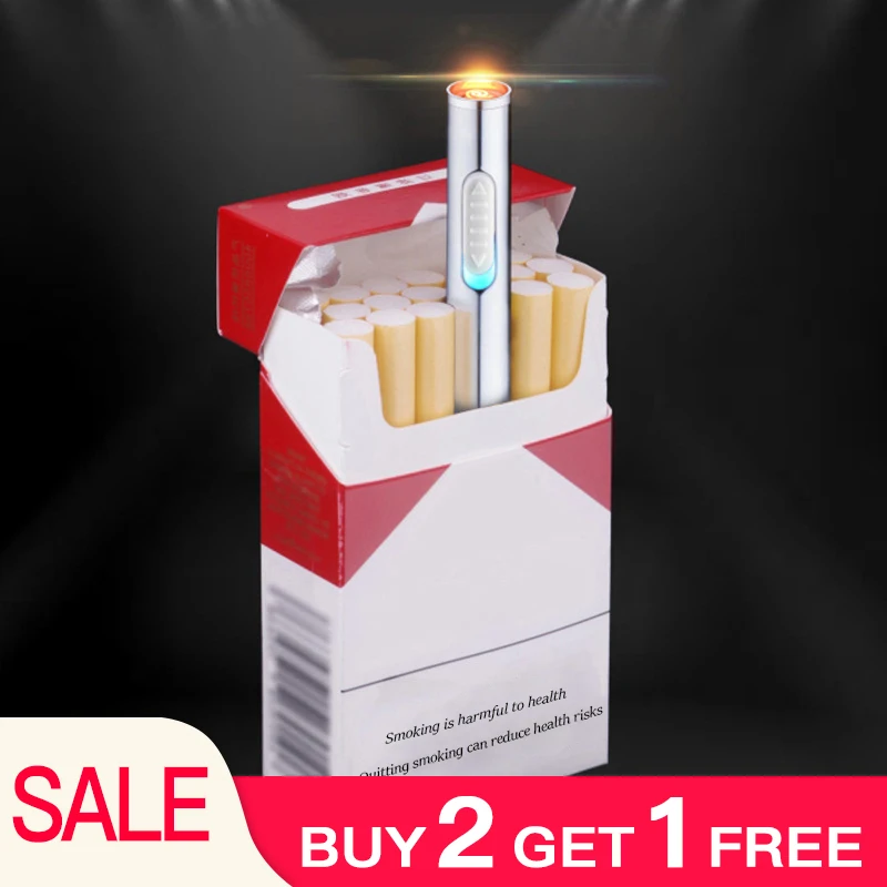 1PC Creative cigarette lighter metal shape long cigarette lighter USB