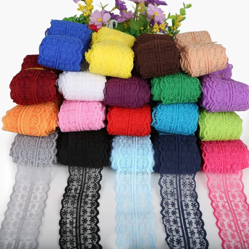 

5yards/lot 19 Colors Lace Ribbon Tape 45MM Lace Trim Fabric DIY Embroidered Net White Lace Trim Cord For Sewing Decoration