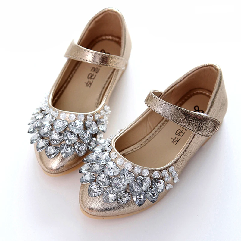 Girl Dress Shoes 2018 Autumn New Fashion Rhinestone Girl Party Dress