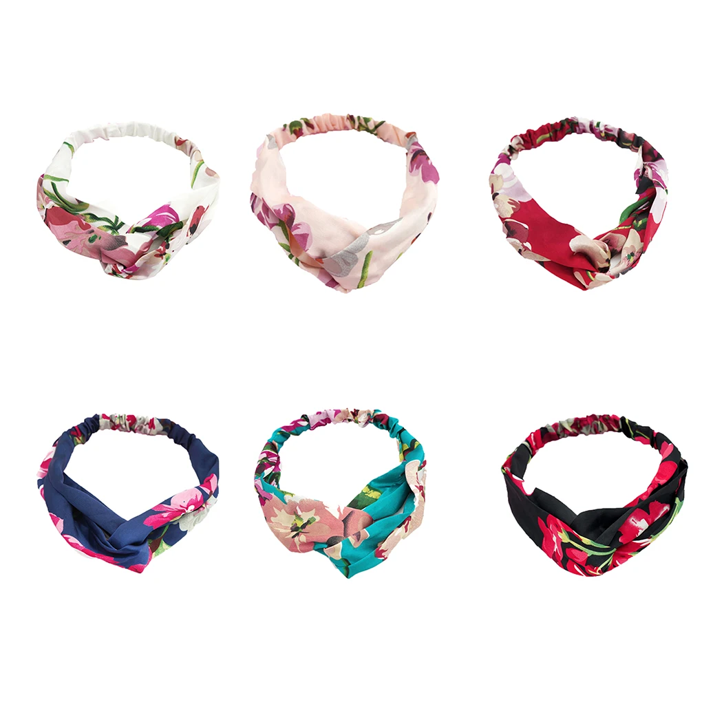 

Women Silk Flower Headband Flower Head Wrap Girl Cute Hairbands Floral Print Hair Band