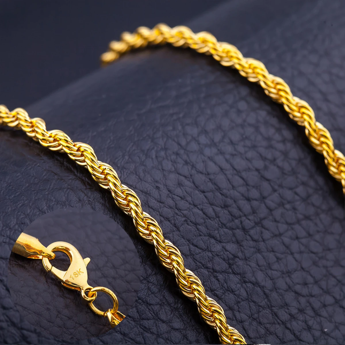 Unisex Mens Womens 18K Gold Plated Twisted Rope Chain Necklace Jewelry 50cm