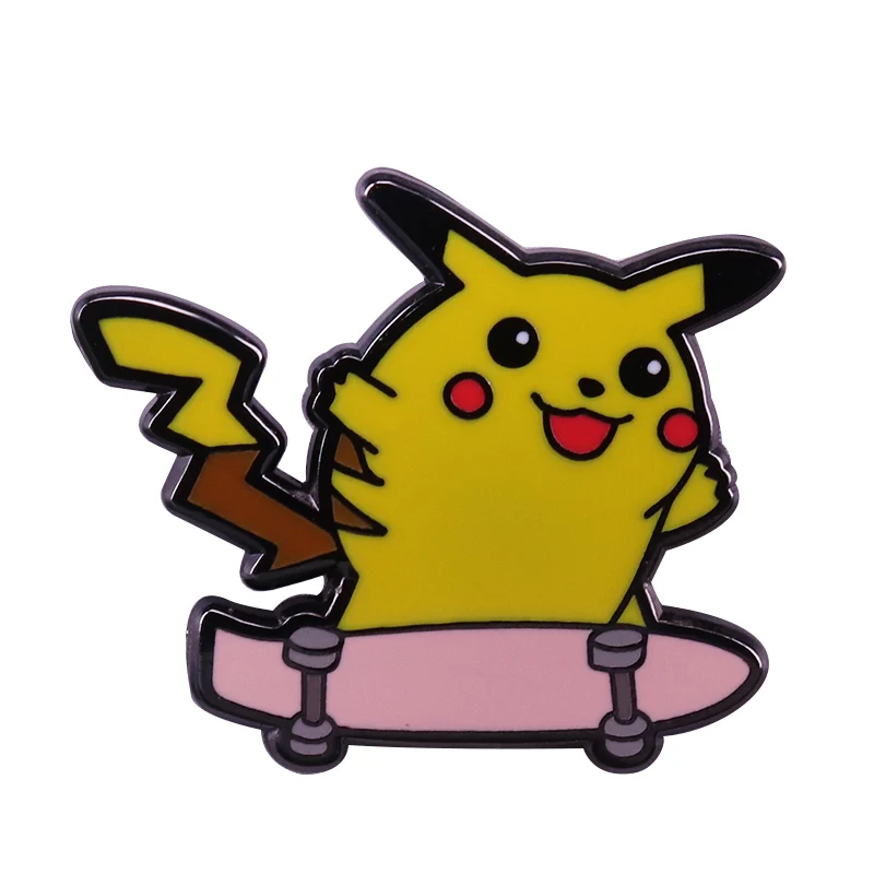 

Pikachu skateboard pin cute Pokemon brooch funny gamer fans collection