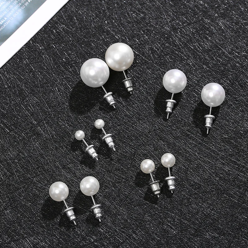 

Fashion Simple White Pearl Stud Earrings For Women Girls Minimalist Ear Jewelry Size 4/6/8/10/12mm