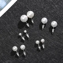 Moda Simples Branco Pérola Do Parafuso Prisioneiro Para Mulheres Meninas Minimalista Jóia Da Orelha Tamanho 4/6/8/10 /12mm