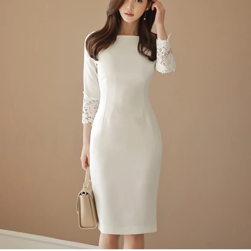 white sheath midi dress