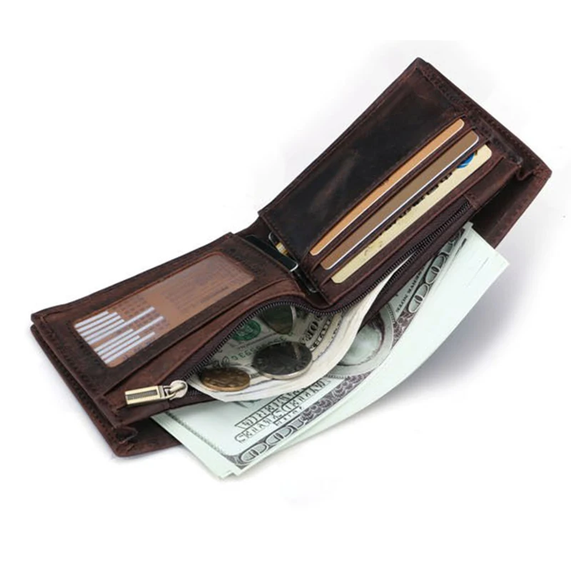Vintage Men Wallets Genuine Leather Men Short Wallet Purse Card Holder