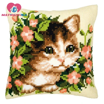 

cross stitch pillow kit DMC counted cross stitch patterns DIY Cushions cross stitch cat canvas printed needlework sets Animals