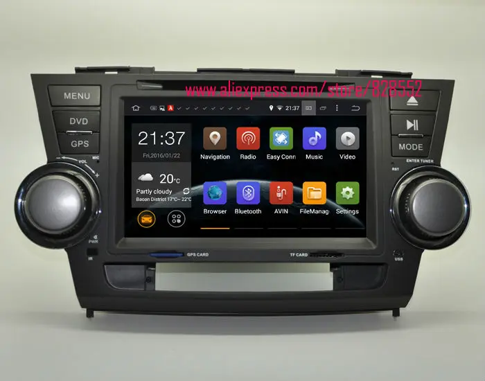 Best free shinppingAndroid 6.0 Quad-core RAM 2GB Car DVD Player For TOYOTA Highlander support 3G/wifi USB GPS BT GPS Radio Audio 0