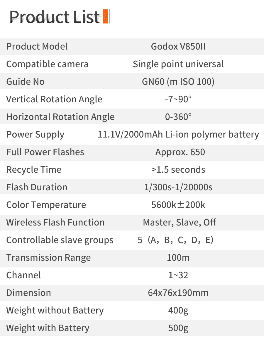 Godox V850II 2,4G GN60 Беспроводная X СИСТЕМА литий-ионная батарея Speedlite для Canon Nikon sony Pentax Olympus+ Бесплатный Набор софтбоксов 15*20 см