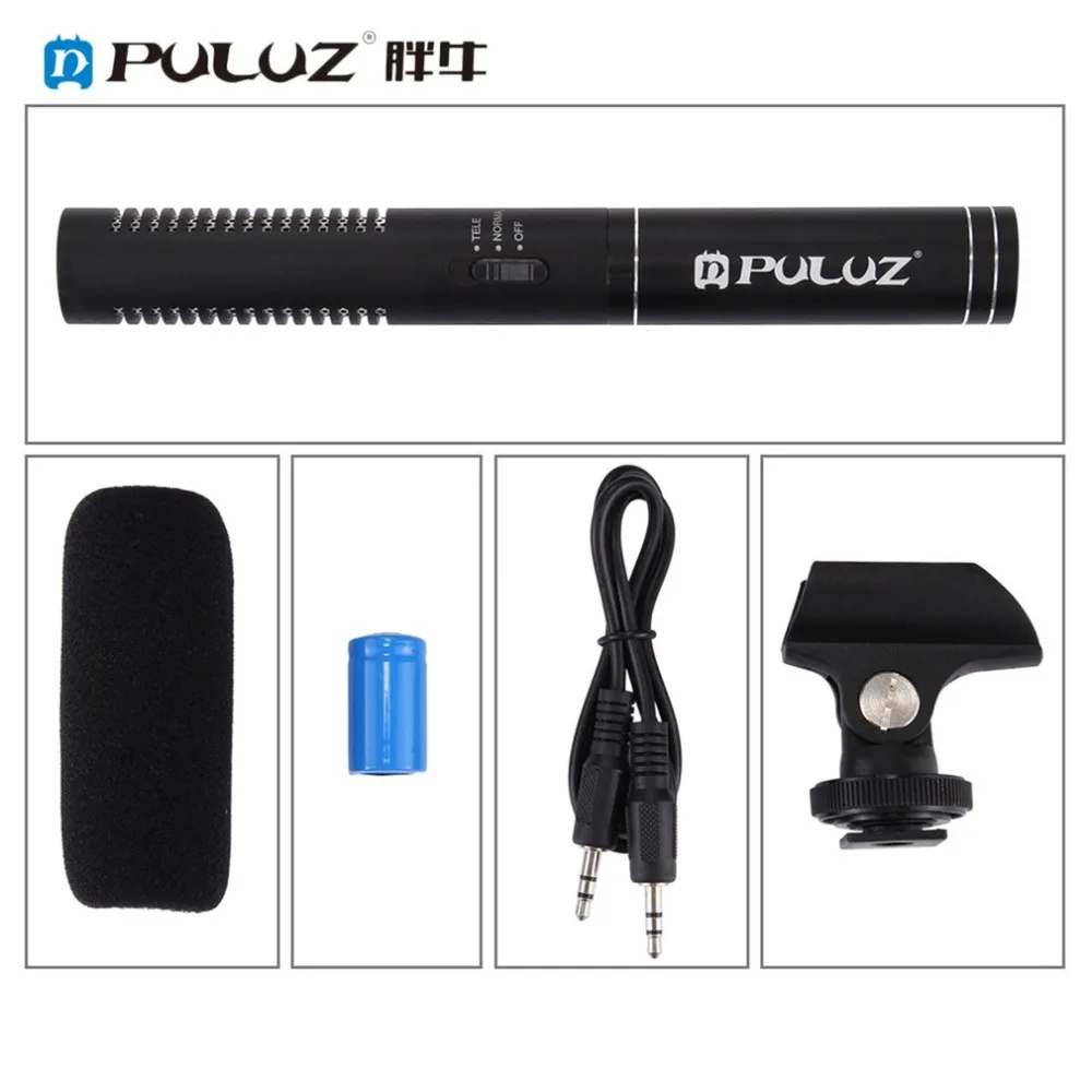PULUZ профессиональный конденсаторный интервью с микрофоном видео микрофон с 3,5 мм аудио кабель для DSLR и DV видеокамеры