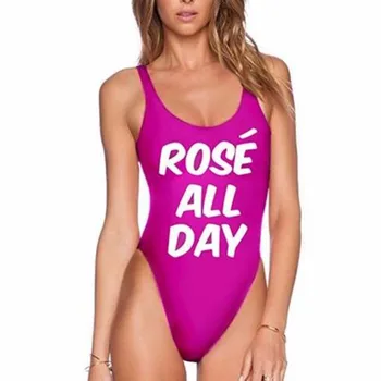 

6 Colors ROSE ALL DAY High Cut Swimwear Sexy One Piece Swimsuit Letter Print Bathing Suit Monokini Custom Text Beach Wear K31
