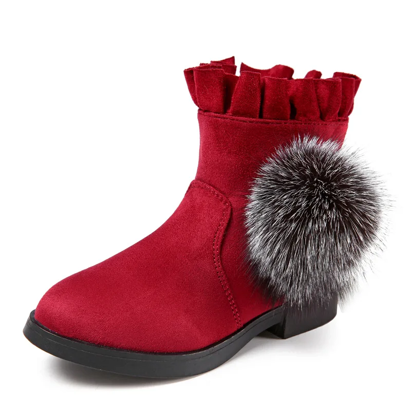 

beilamiuman winter new girls tube boots Red version single boots girl princess fashion Martin boots Black shoes size 25-36
