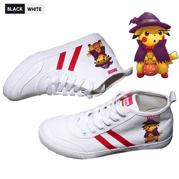 

Yellow Pikachu Hero Cute Funny Printing Shoes pattern high heel double-layer canvas college personalise fashion A19516