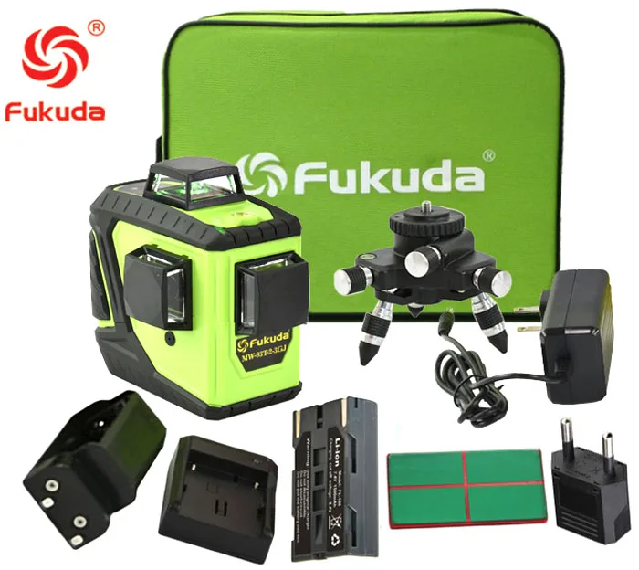 

Fukuda 12Lines 3D MW-93T Laser Level Self-Leveling 360 Horizontal And Vertical Cross Super Powerful GREEN/RED Laser Beam/Stand