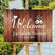 Деревянный Свадебный знак приветствия с поцелуями любовь птицы. Персонализированное имя Дата, пользовательский приветственный деревенский Свадебный вход знак приветствия