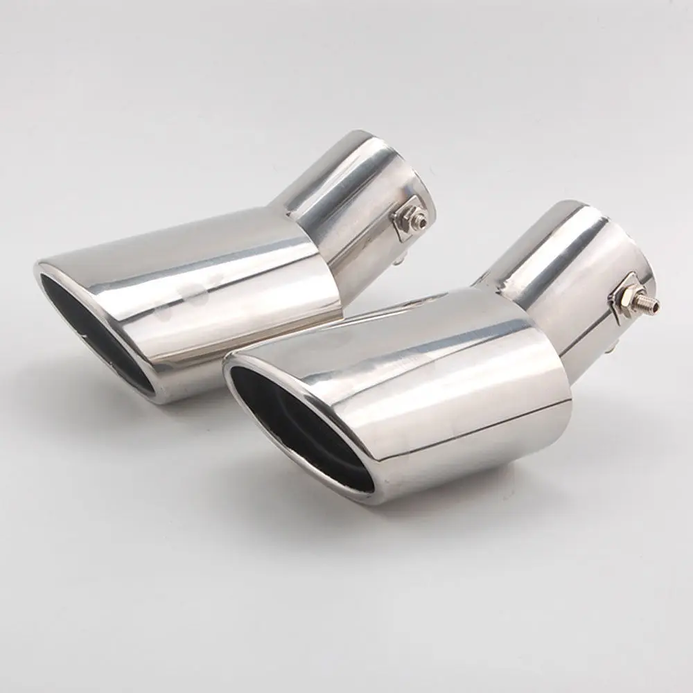 Chorme2Pcs Stainless Steel Exterior Rear Exhaust End Tail Pipe Muffler Tip Fit For Honda Civic Accessories Car Styling