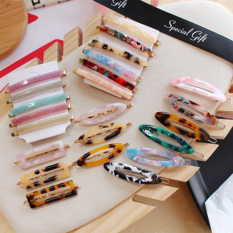 

Fashion Elegant Acetate Leopard Print Long Barrette Hair Clip Hair Holder Hollow Oval Hairpin Headband Hair Accessories