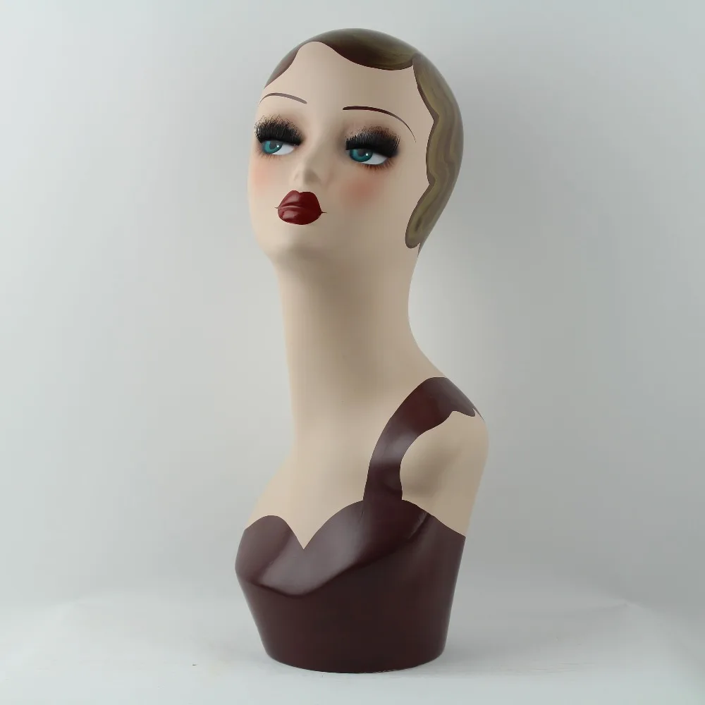 Fiberglass Female Mannequin Head For Wig Jewelry and Hats Displayin