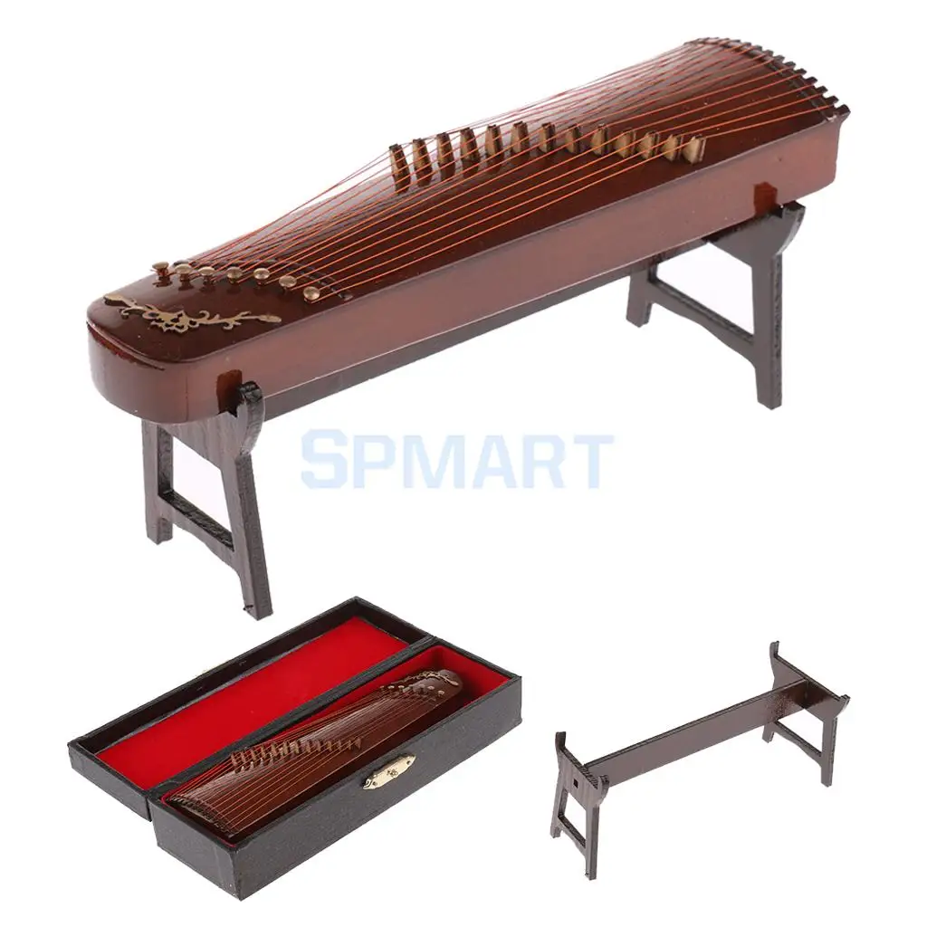 

1/6 Scale Action Figures Dollhouse Accessory Wooden Chinese Zither Guzheng Model Miniature Musical Instrument for Hot Toys