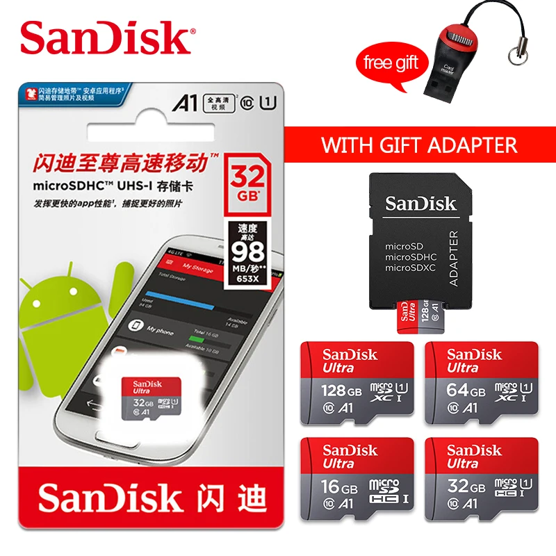 Sandisk Ultra micro sd 128 Гб класс 10 16 ГБ 32 ГБ 64 Гб SDHC SDXC карта памяти TF карта памяти micro sd адаптер