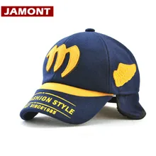 [JAMONT] брендовая зимняя утепленная Snapback детская зимняя шапка Бейсбол Кепка для мальчиков, девочек с защитой от ветра куртка-бомбер Шапки теплая хлопчатобумажная ящная детская Кепки