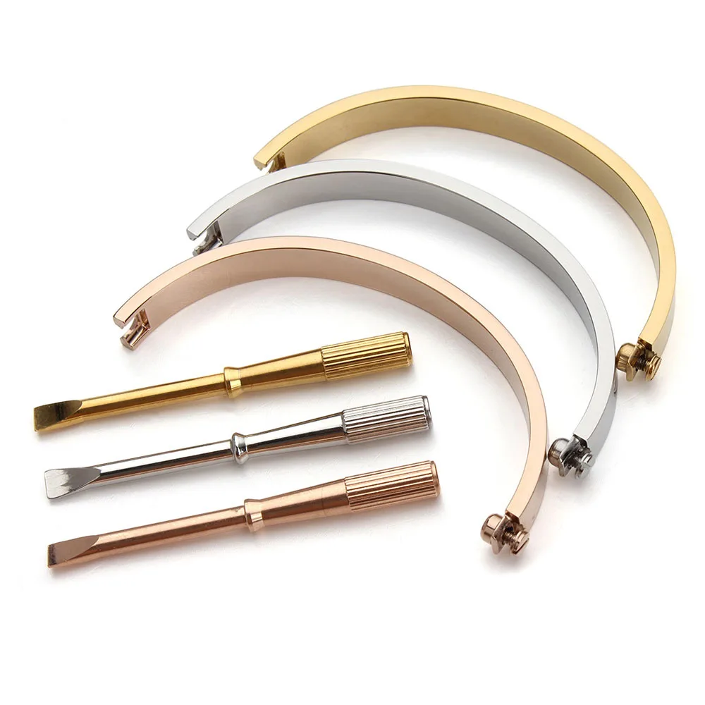 

Titanium Steel Couple Jewelry,Screw Cuff Love Bangles With Screwdriver, Screw Bracelets For Women Men,Pulseira Feminina