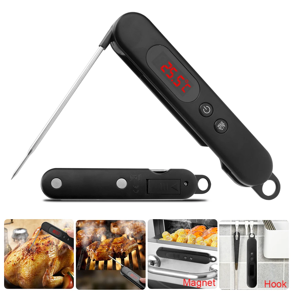 Folding Digital Meat Thermometer Probe Wireless Instant Read Kitchen Cooking Food Thermometer Long Stainless Steel Probe for BBQ Folding Digital Meat Thermometer Probe Wireless Instant Read Kitchen Cooking Food Thermometer Long Stainless Steel Probe for BBQ