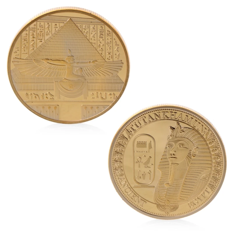 

Lions Human Face Commemorative Coins Ancient Tutankhamun Collection Coin Souvenir Holiday Decoration Gift Gold Plated