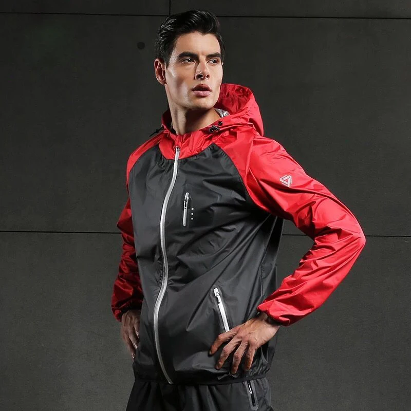 

Hot Sweat Men Running Jackets Long Sleeve Gym Fitness Tops Hooded Zipper Coat Sportswear Fitness Exercise Sports Gym Jacket