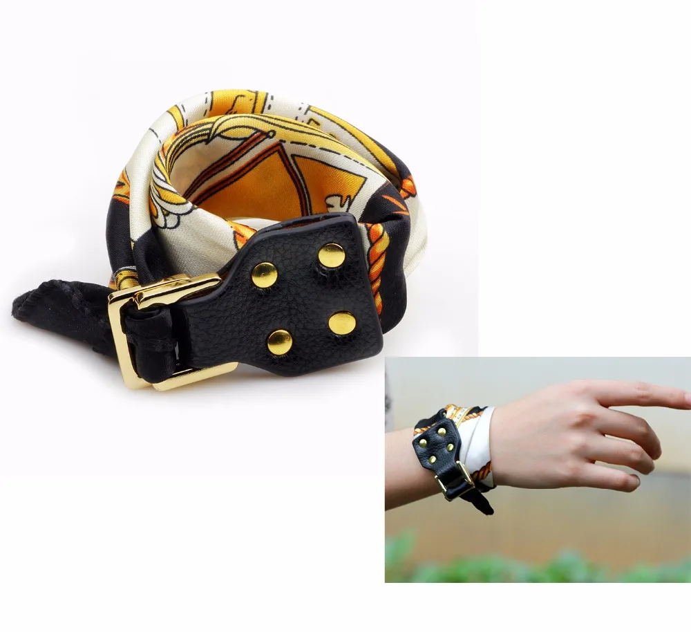 

MDNEN 1PCS Silk Scarf Bracelets Bangles 42*2.5cm Double-layer Textile Printing Bracelets For Women Hand Accessories ZPS19