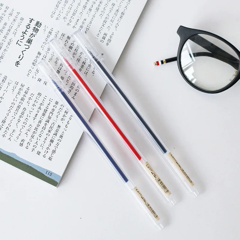 

12Pcs/Set Muji Style Gel Pen Environmental Plastic 0.5mm Gel-ink Pen Refill Portable Pen Writing Pens School Supplies