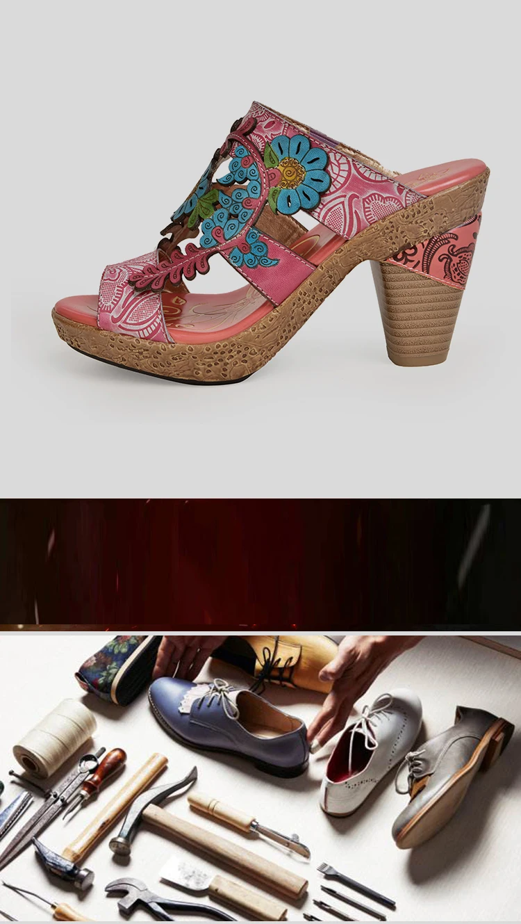 VALLU/ г.; женская обувь на высоком каблуке; женские уличные тапочки ручной работы из натуральной кожи с открытым носком в винтажном стиле с цветами