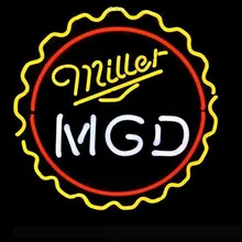 Неоновая вывеска для MGD Miller Lite подлинный черновик человек вывеска Настоящее стекло пивной бар витрина кафе уличные световые знаки 17*14"