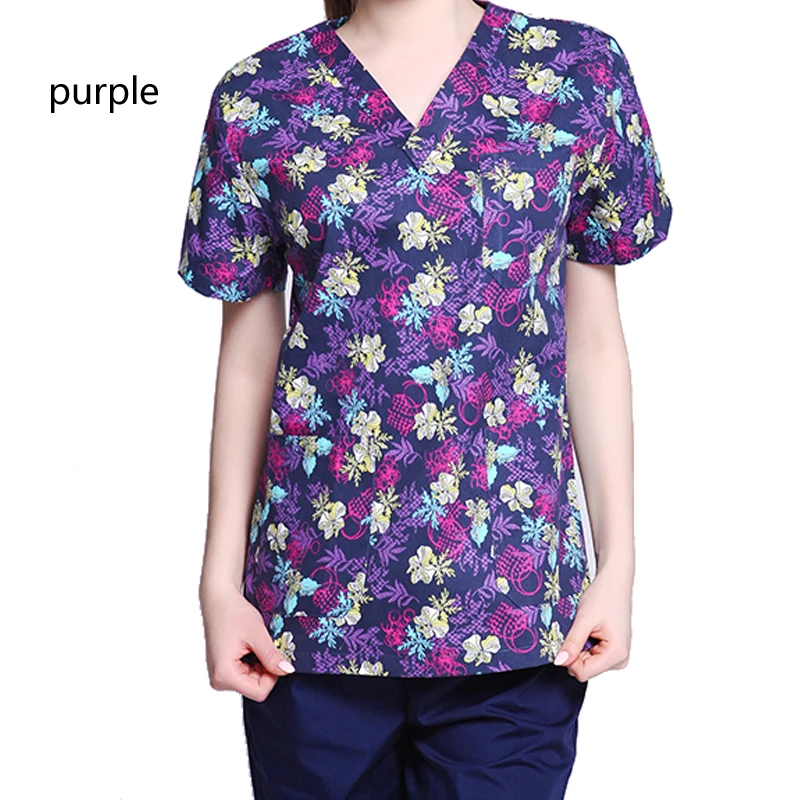 

Women's Cute Printed V-Neck Scrub Tops / Medical Nursing Uniform
