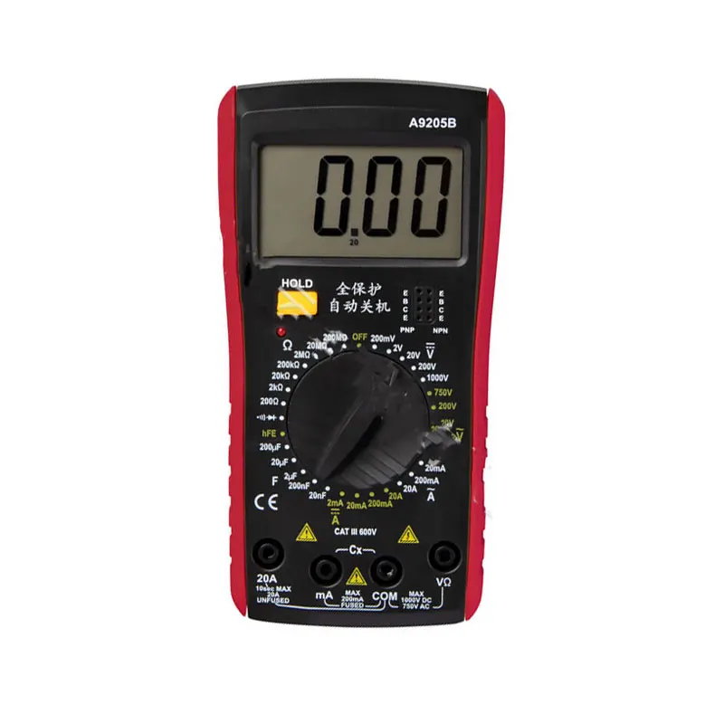 

A9205B Digital Multimeter AC/DC Voltage Current Resistance Capacitance Handheld Ammeter Voltmeter Power Meter Tester