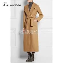 Mujer Lana de abrigo de invierno 2020 Vintage Elegante ropa Camel moda de mujer para oficina prendas de vestir abrigo largo