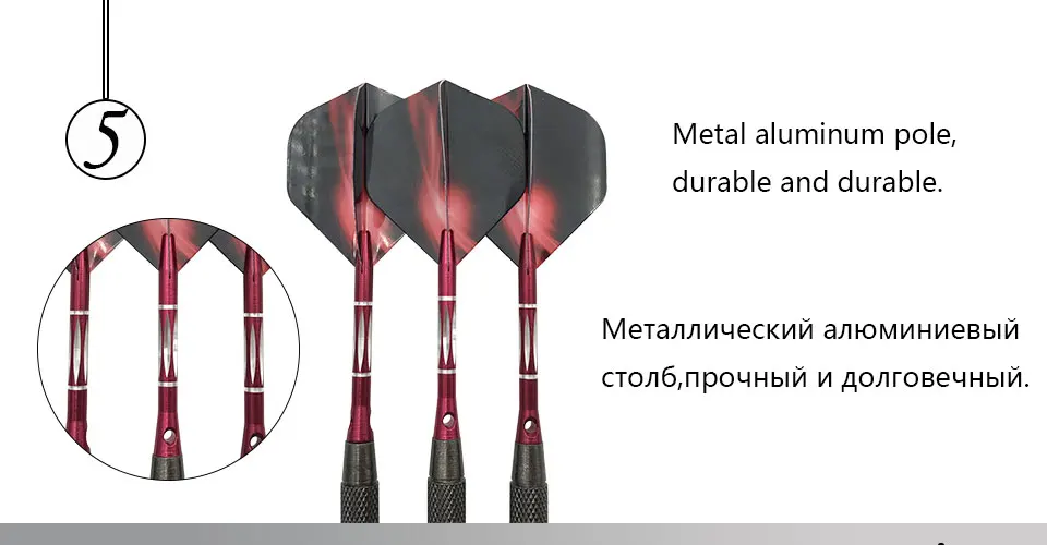 Easytoday 3Pcsset High Quality Darts Steel Tip Tungsten Darts Metal Barrel Red Shafts Aluminum Plastic Aurora Darts Flights (5)