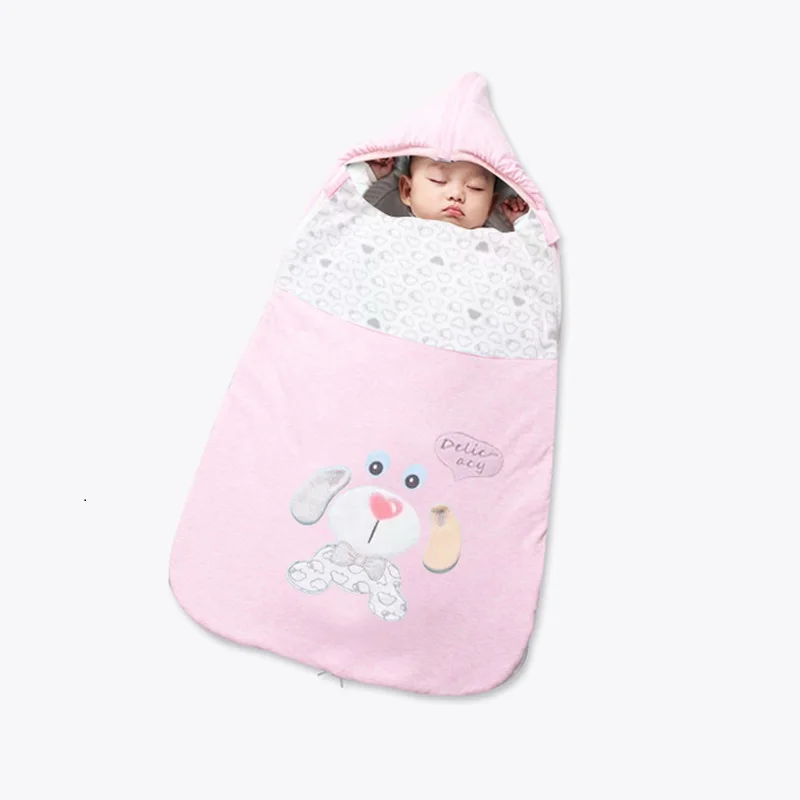 Многократный милый дизайнерский детский конверт для новорожденного, уплотненный хлопок, защищающий живот ребенка, пеленание одеяло, детские постельные принадлежности для кроватки - Color: pink dog