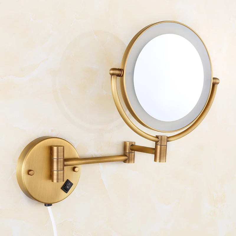 WANFAN зеркала для ванной античная латунь 1x3 увеличительное настенное освещение для ванной комнаты светодиодный косметический макияж с освещением женское зеркало 2068F