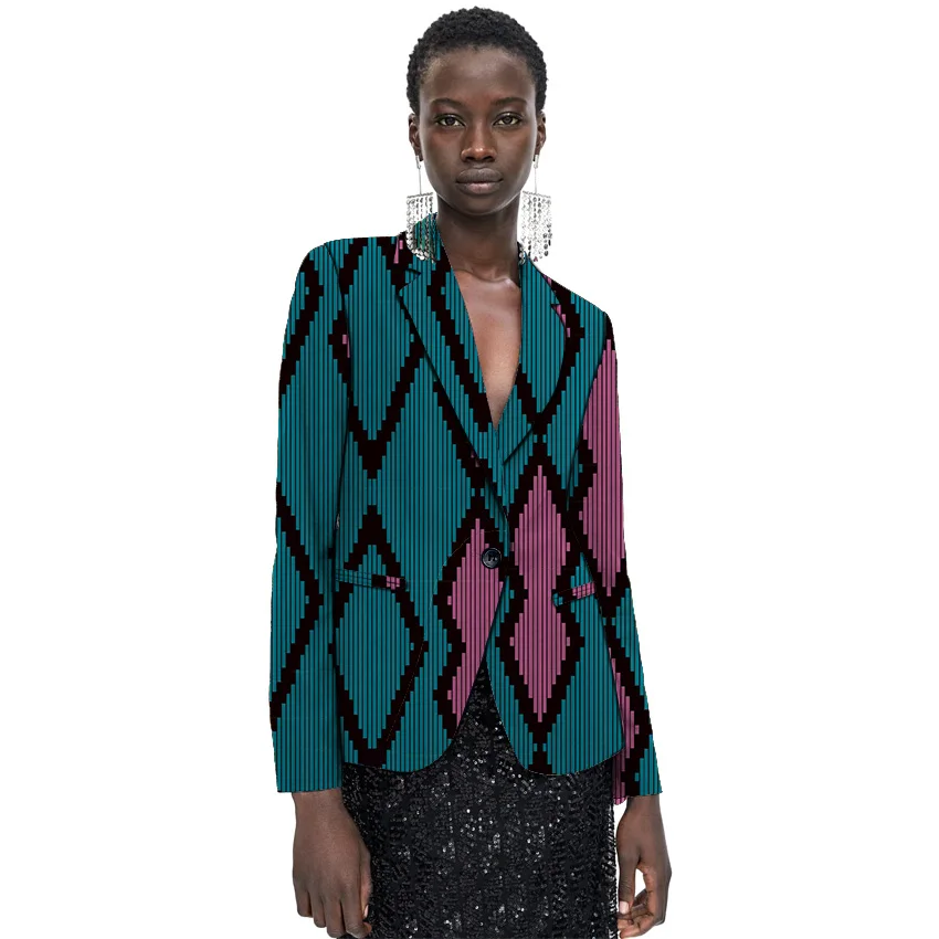 

Women Casual African Blazer Female Fashion Costume Printed Suit Jackets Wedding Outfits Customized Lady Dashiki Clothes